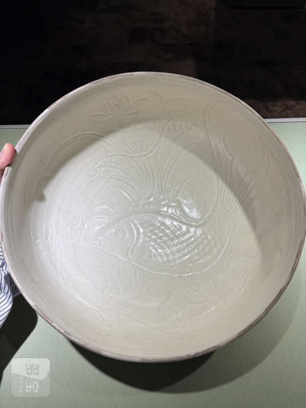 明 白瓷刻划鱼藻纹大钵 - 图4